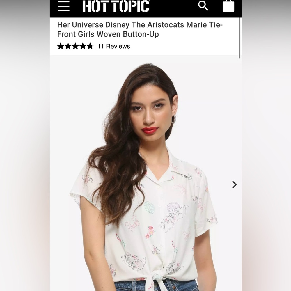 Her Universe Disney Aristocats Tie-Front Top - White